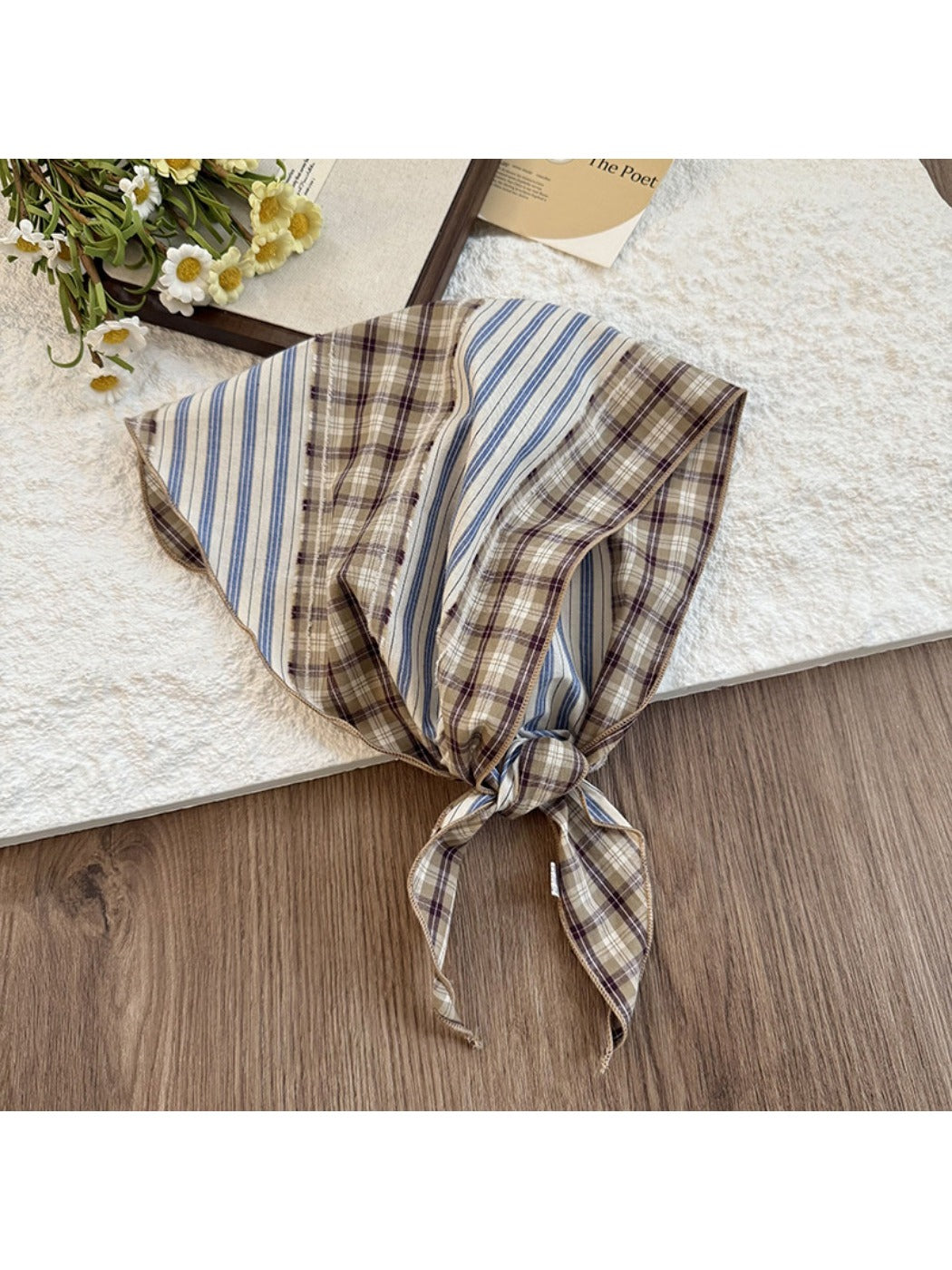 Haila - Striped & Plaid Triangle Head Scarf - Vintage & Classic