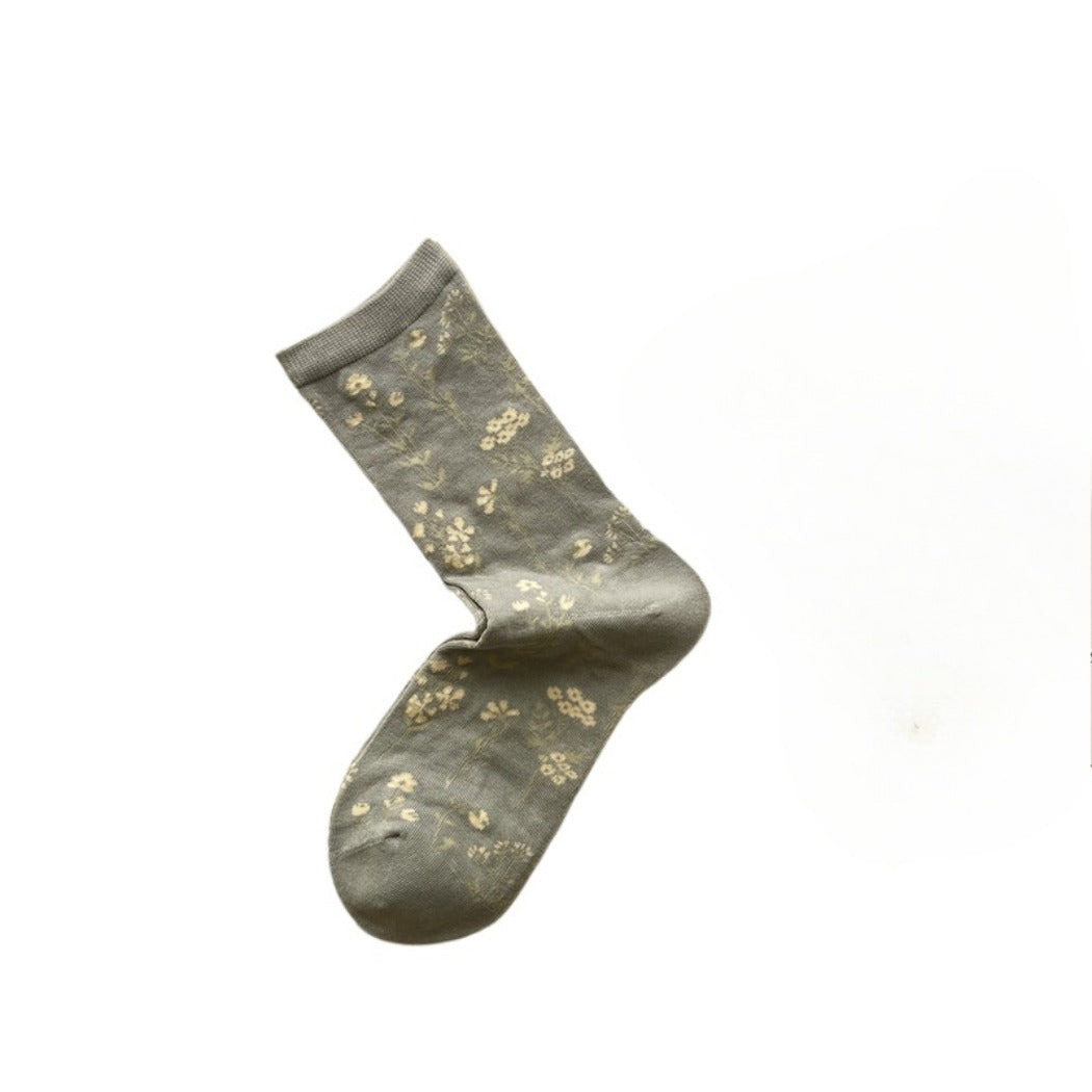 Rufia - Artistic Fresh Floral Crew Socks for Spring Days