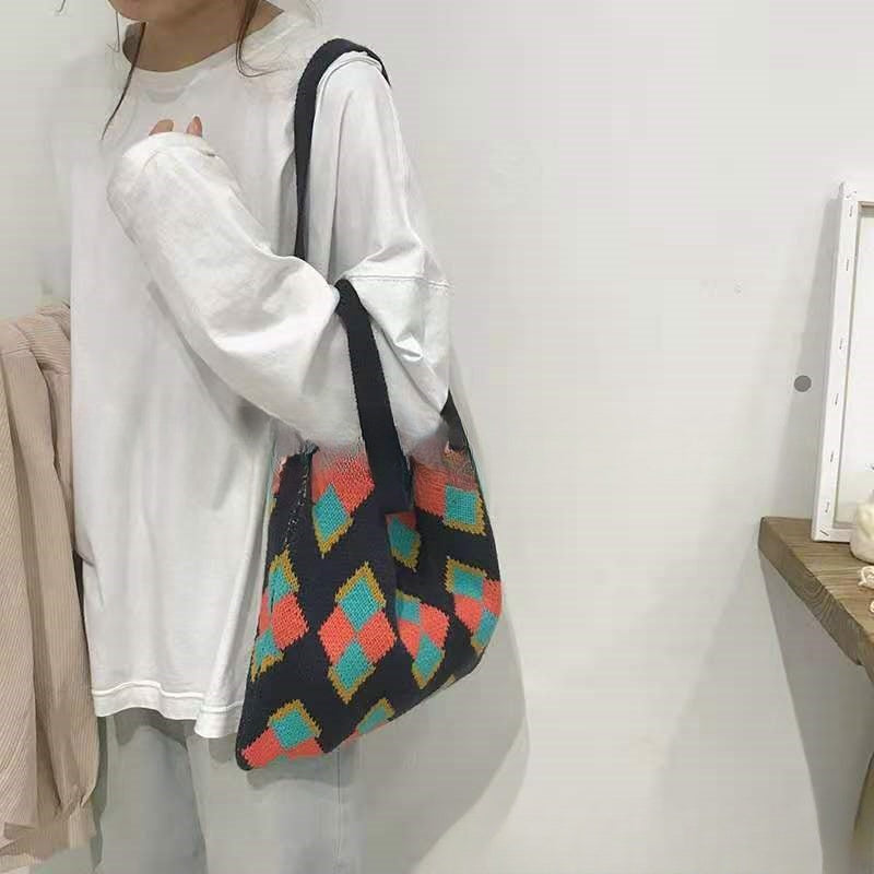 Crochet Tote Bag Cute Knit Bag For Teenage Girls