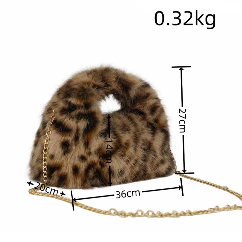 Solid Color Soft Fluffy Fur Tote Handbag
