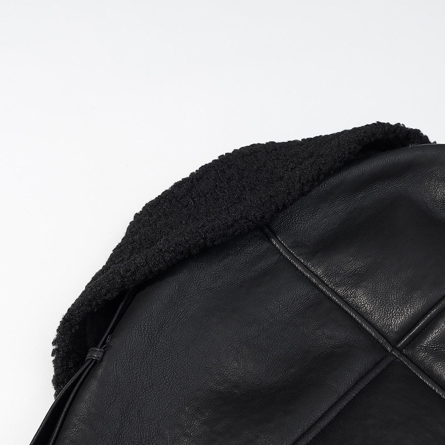 Long Fur Leather Belted Coat