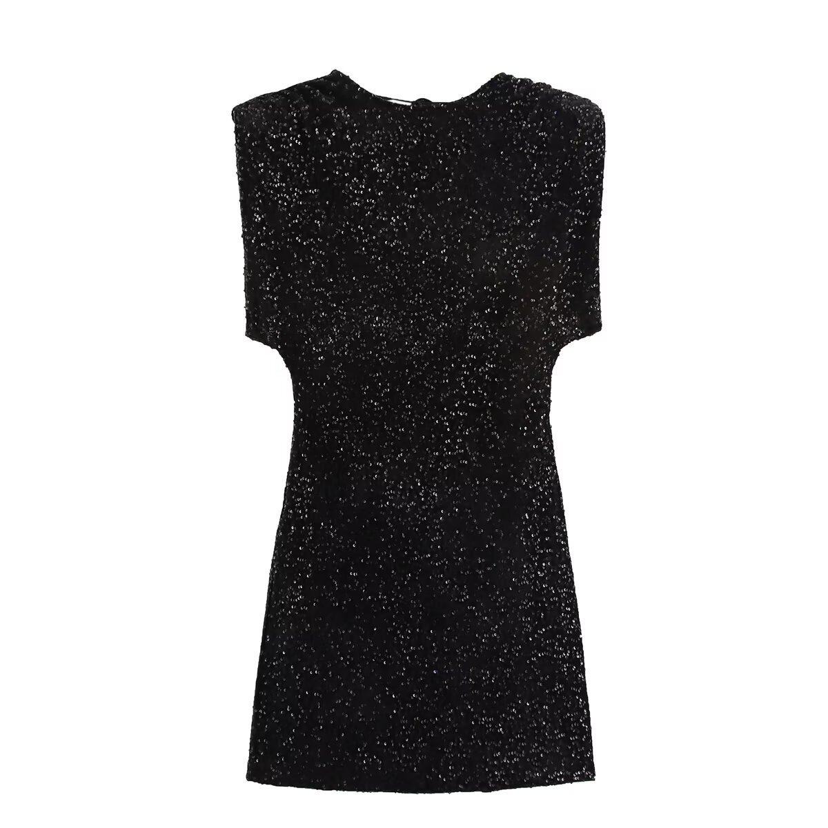 Sequin Tie Strap Short Dress