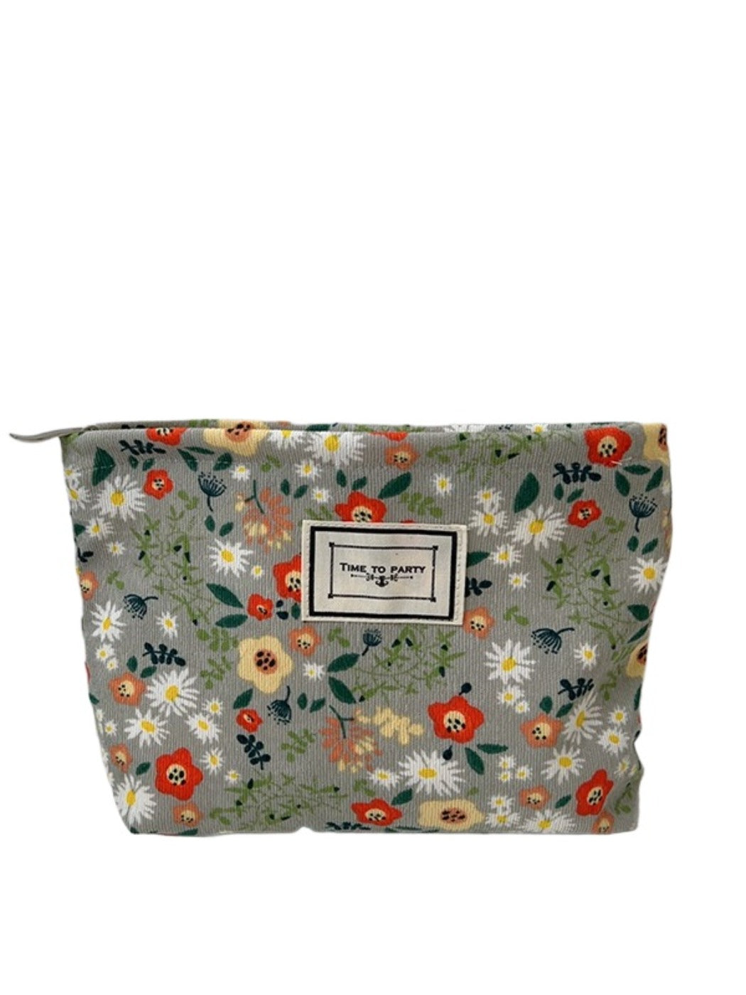 Cosbai - Floral Print Pouch Storage Bag With Zipper