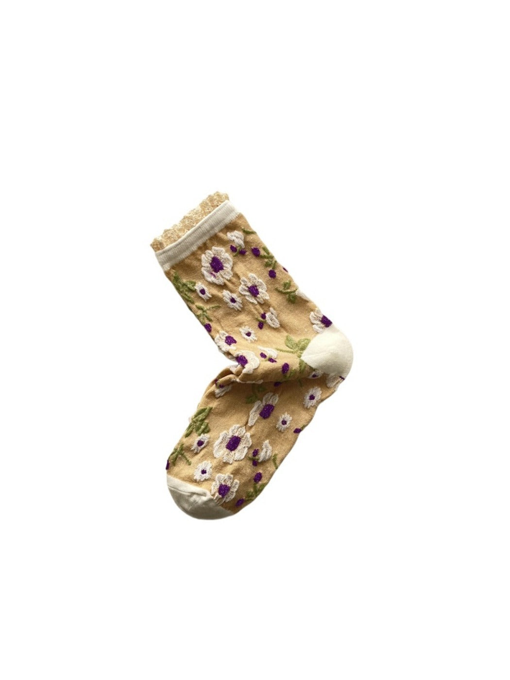 Rufia - Vintage Flower Mid-Calf Socks - Elegant & Chic