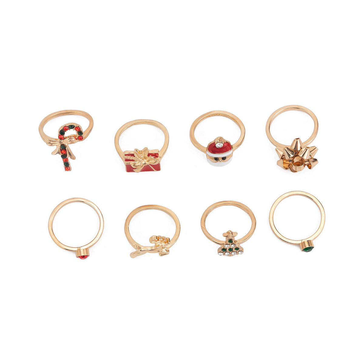 Christmas Alloy Metallic Elk Ring Set For Women