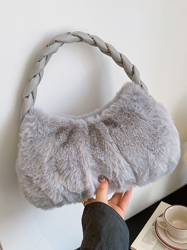 Pleated Split-Joint Woven Bags Handbags