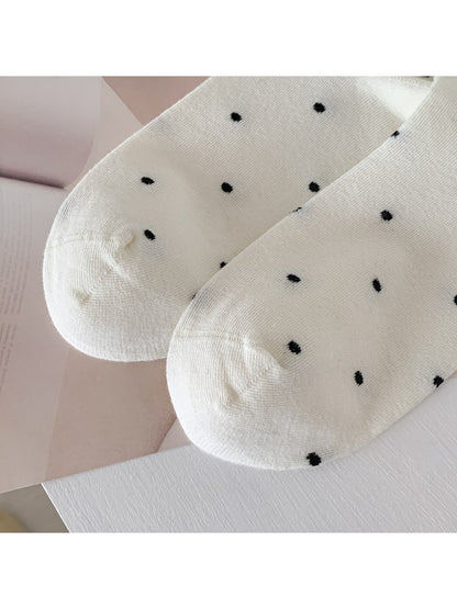 Rufia - Polka Dot Print Mid-Crew Socks with Ruffle Trim