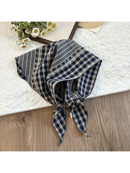 Haila - Striped &amp; Plaid Triangle Head Scarf - Vintage &amp; Classic