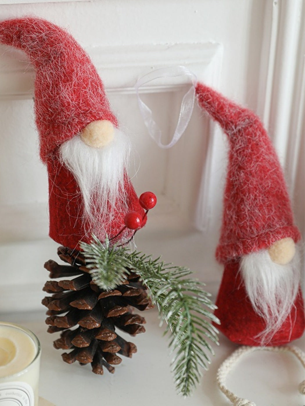 Xris - Classic Red Felt Christmas Tree Decor Hanging Ornaments