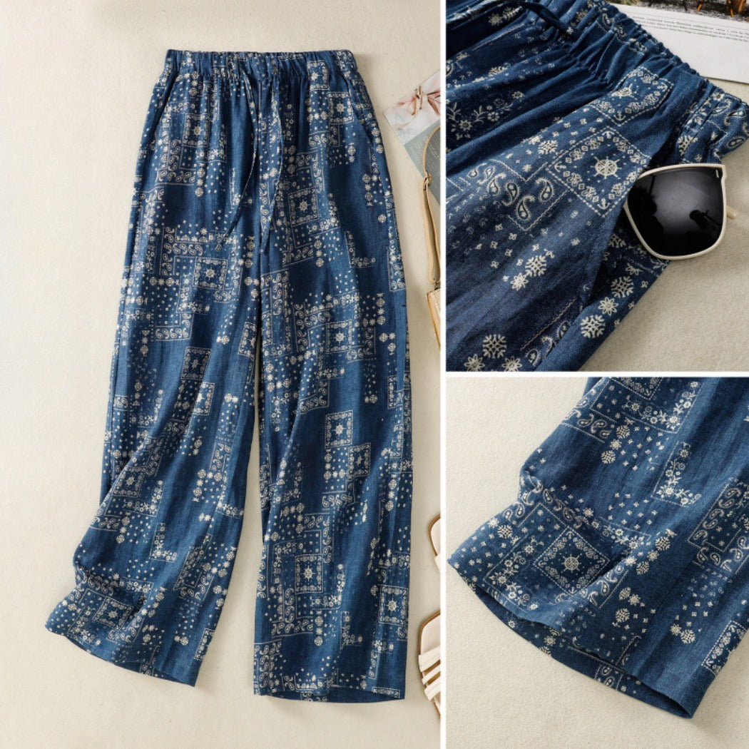 Shea - Boho Print Wide-Leg Pants - Flowy &amp;Soft