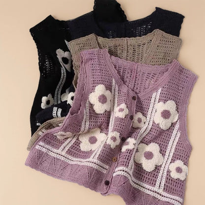 Crosa - Floral Crochet Knit Vest – Airy Summer Cover-Up