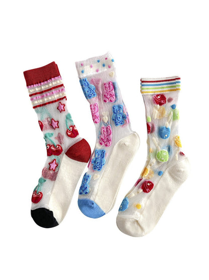 Rufia - Retro Cute Thin Mid-Calf Socks - Sweet &amp; Breezy