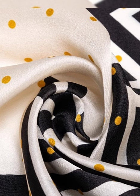 Silk Square Scarf Polka Dot Chevron Design