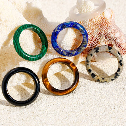 Simple Natural Stone Single Rings