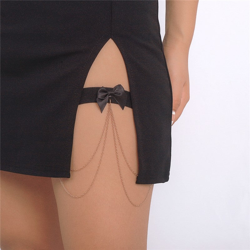 Chic Bow Chain Tassel Anklet