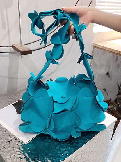 Flower Shape Solid Color Zipper Crossbody Bags