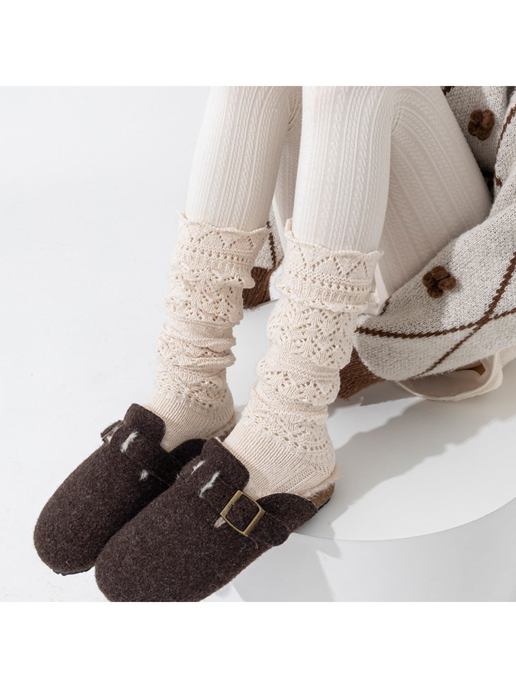 Rufia - Vintage-inspired Knit Socks with Embossed Openwork
