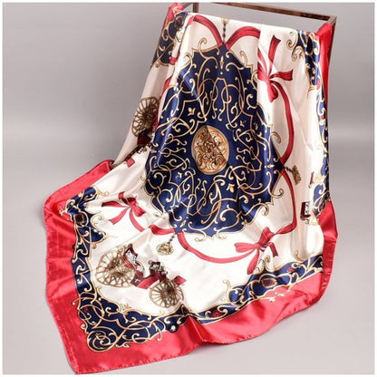 Carriage Printed Square Satin Scarf