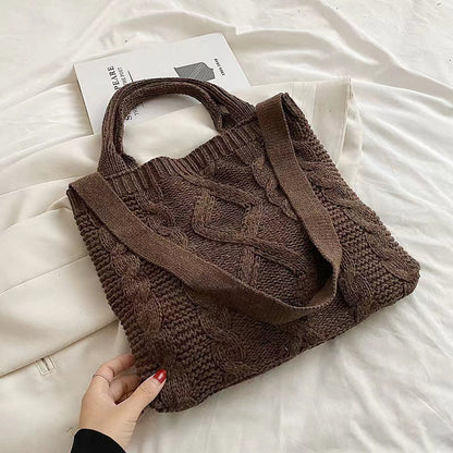 Crochet Tote Bag Checkerboard Knit Bag