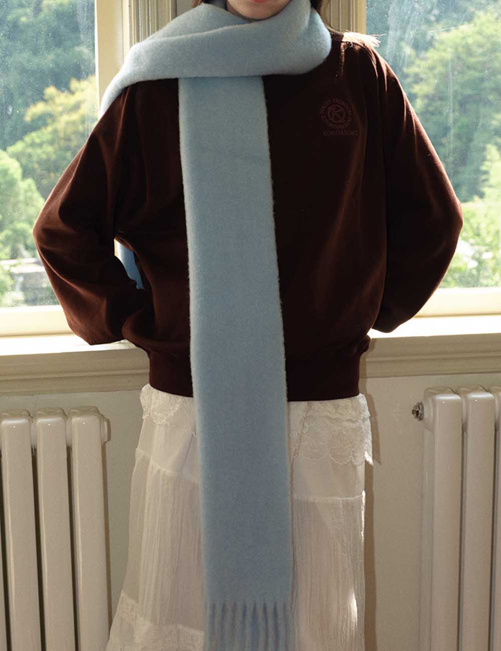 Winter Solid Color Soft Tassel Wool Blend Scarf