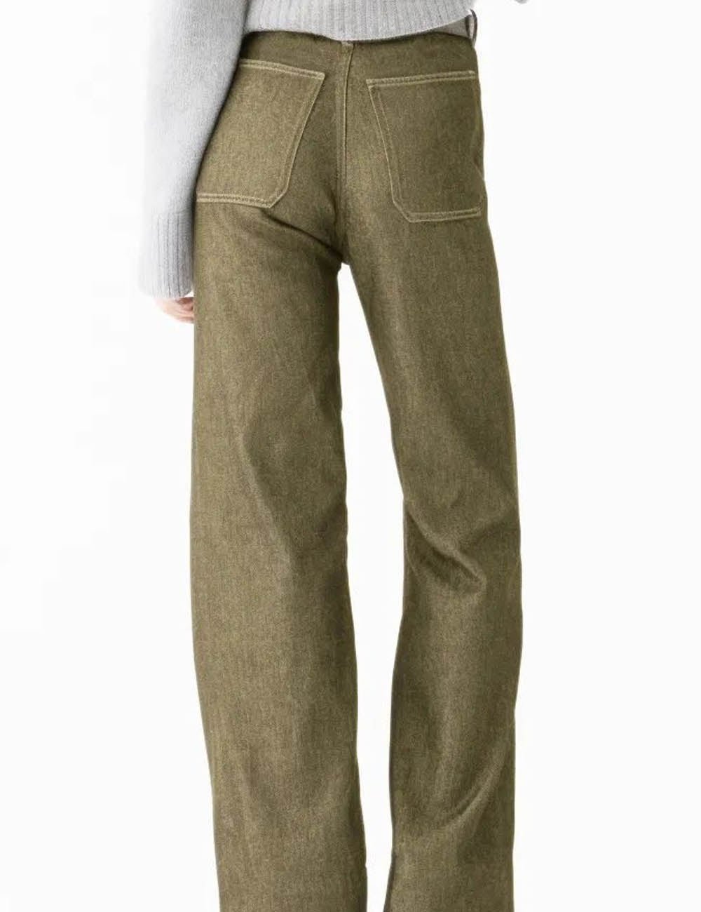 Simple Mid Waist Wide Leg Denim Pants