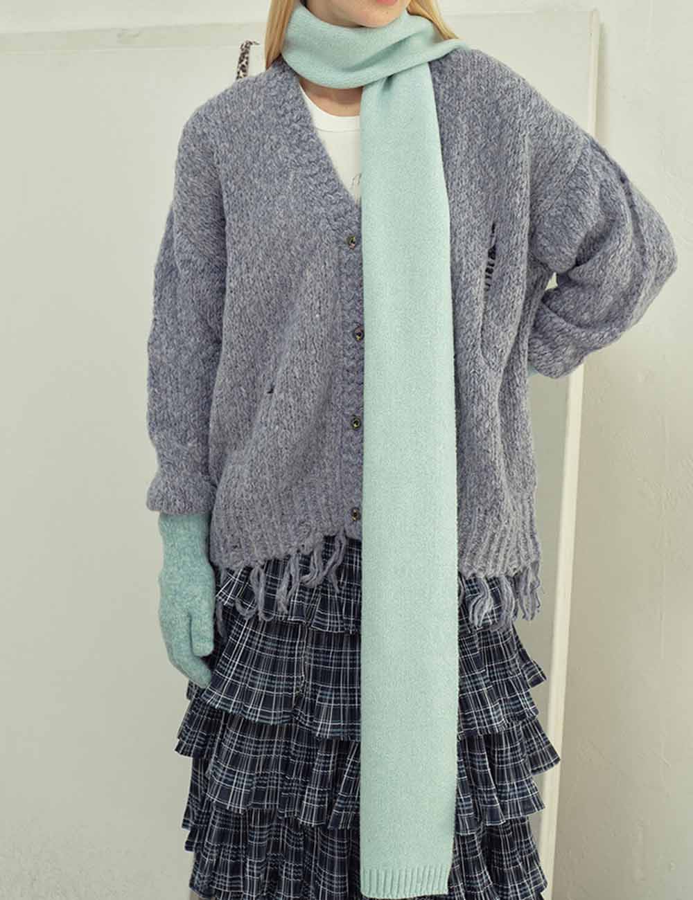 Winter Knit Solid Color Wool Blend Warm Scarf