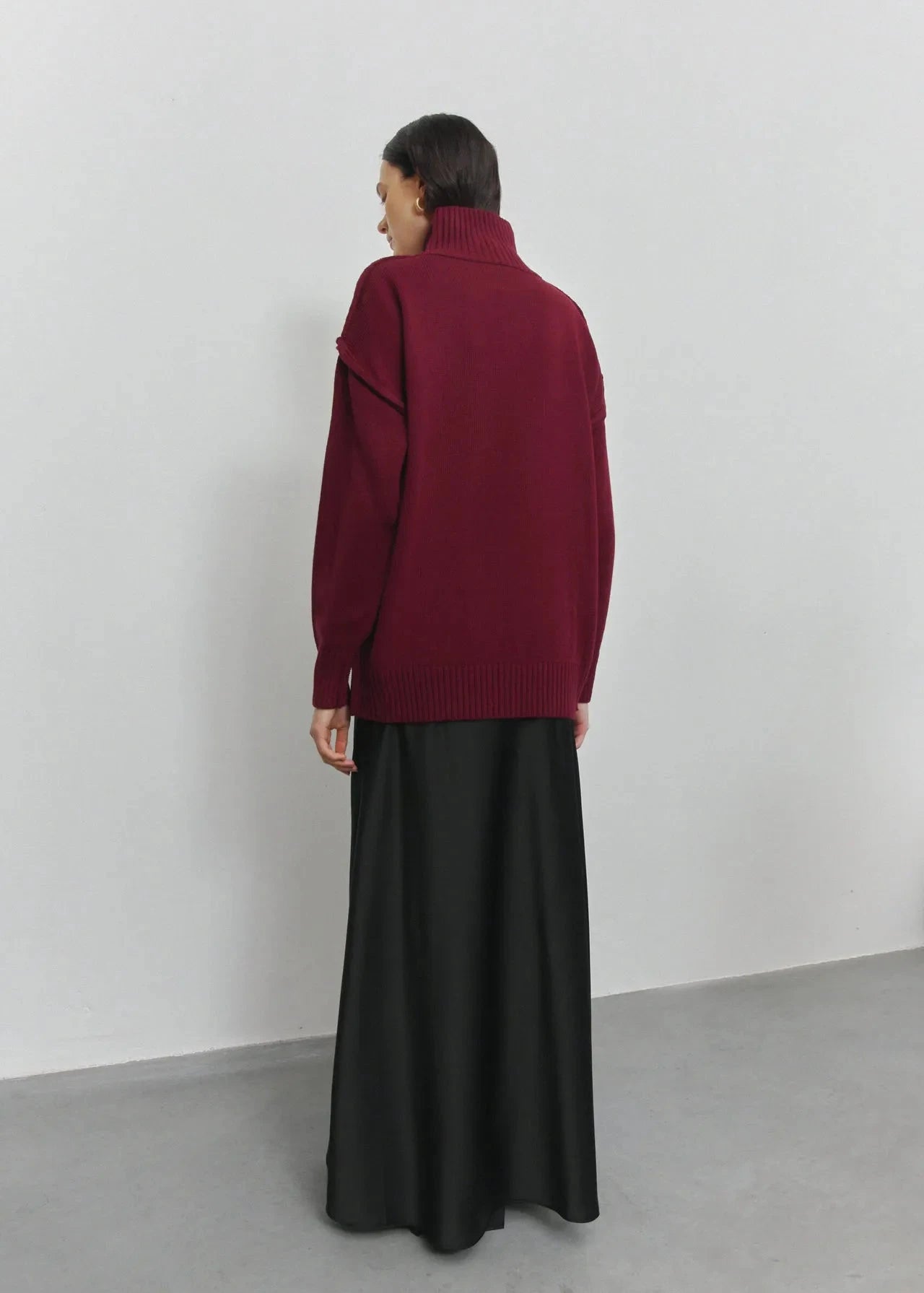 Cozy Knit Turtleneck Sweater With Patchwork