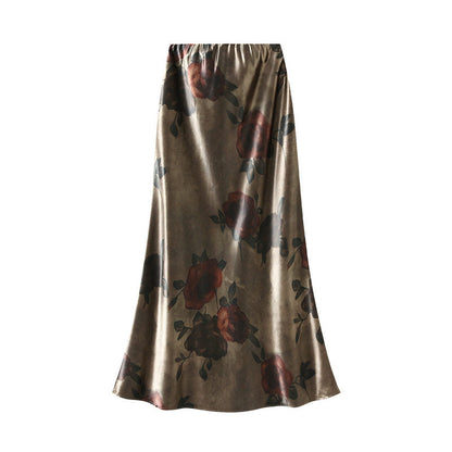 Vintage Print Mermaid Midi Skirt