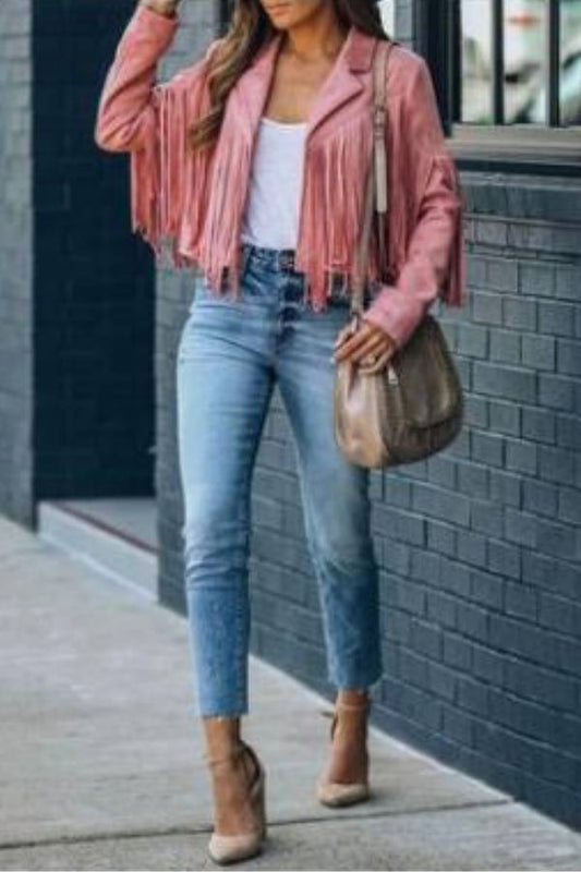 American retro tassel cropped jacket