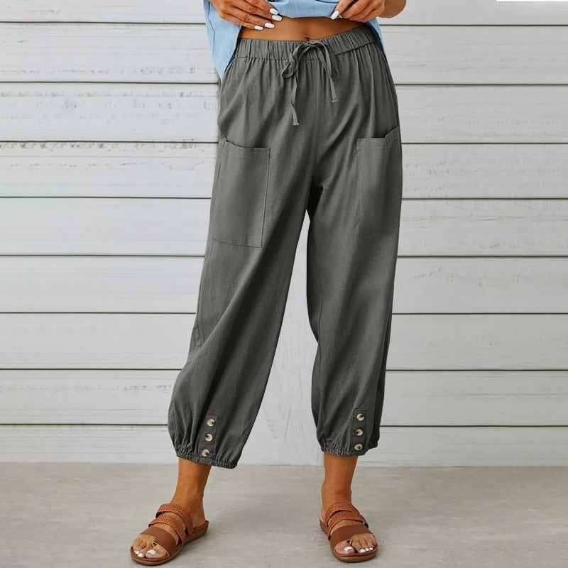 Solid Color High Waist Wide Leg Pants