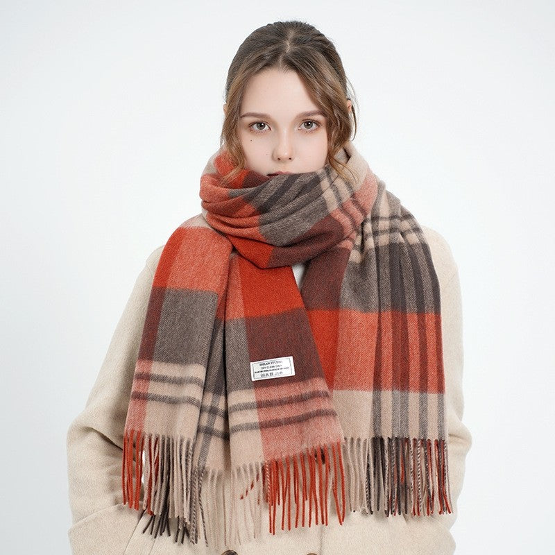 Plaid Fringe Shawl Scarf