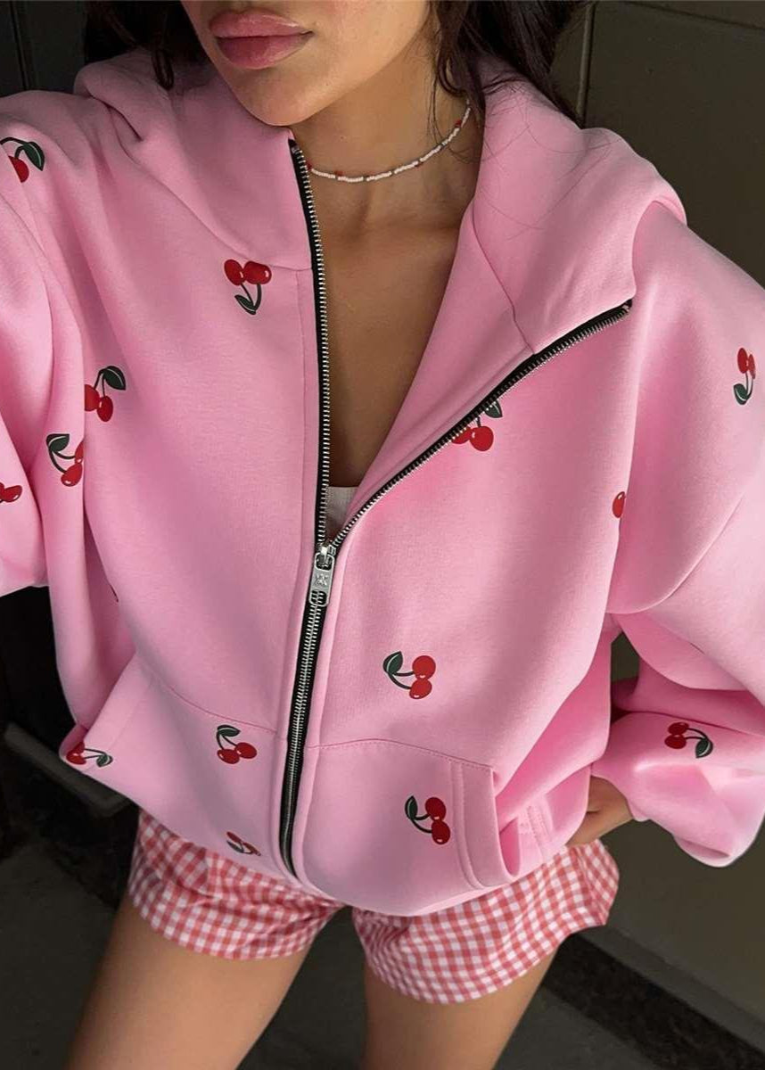 Oversized Zip Up Hoodie With Puff Sleeves