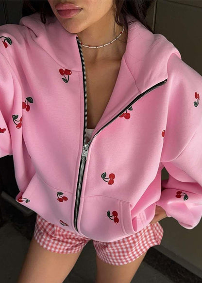 Oversized Zip Up Hoodie With Puff Sleeves