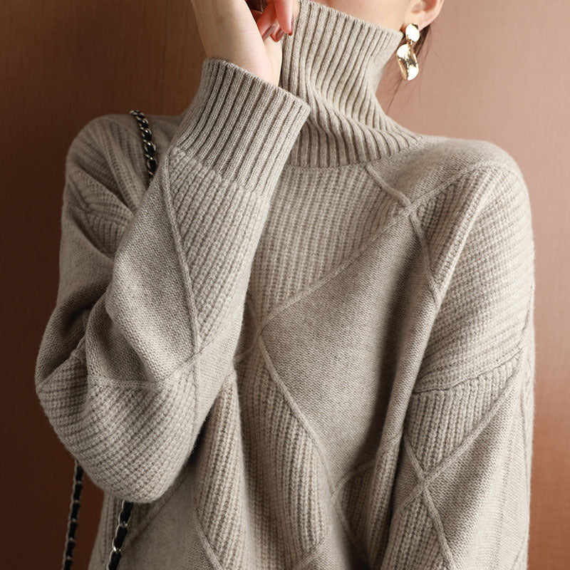 Long Sleeves Keep Warm Loose High Neck Sweater