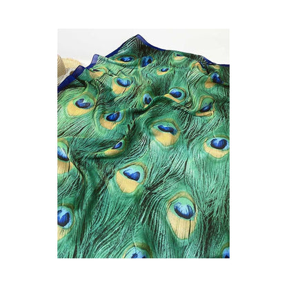 Peacock Feathers Print Silk Imitation Scarf