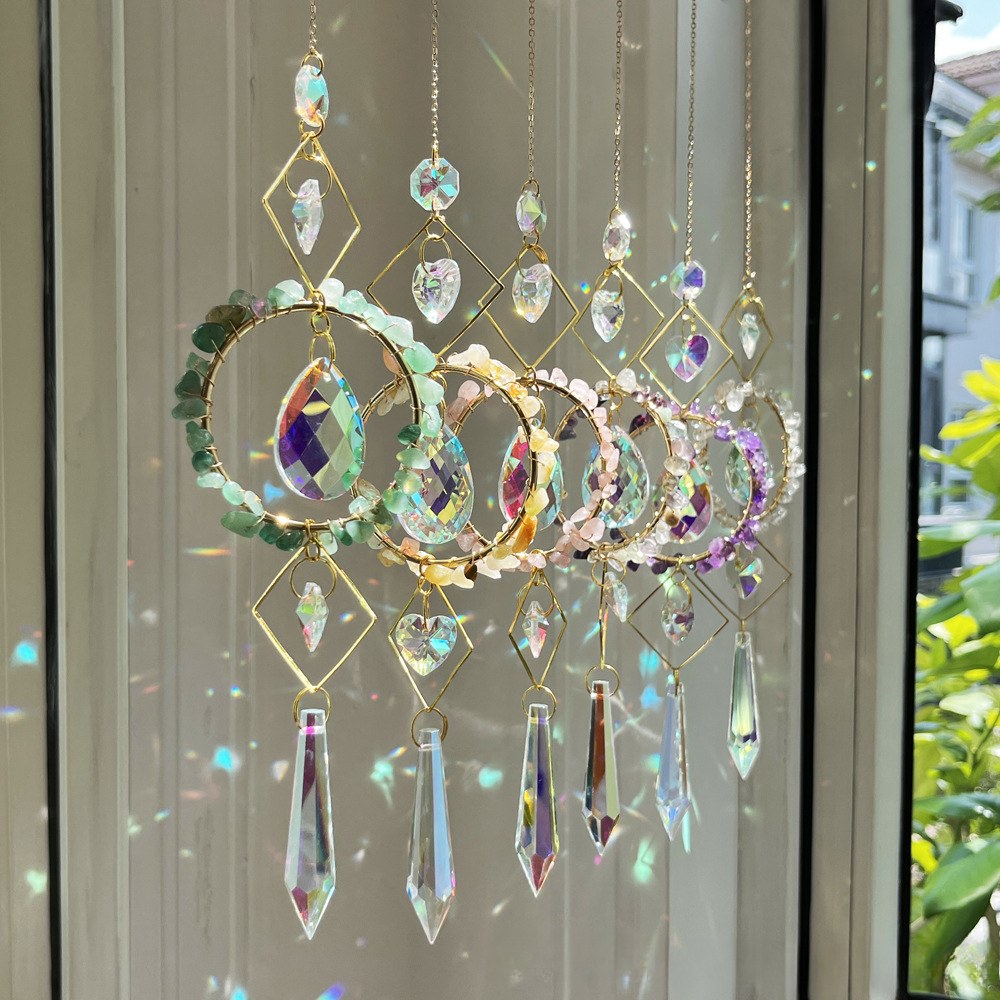 Colorful Stone Cross Crystal Home Hangings