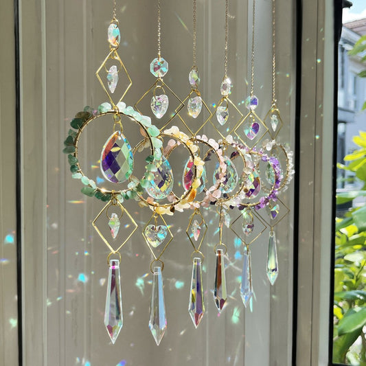 Colorful Stone Cross Crystal Home Hangings