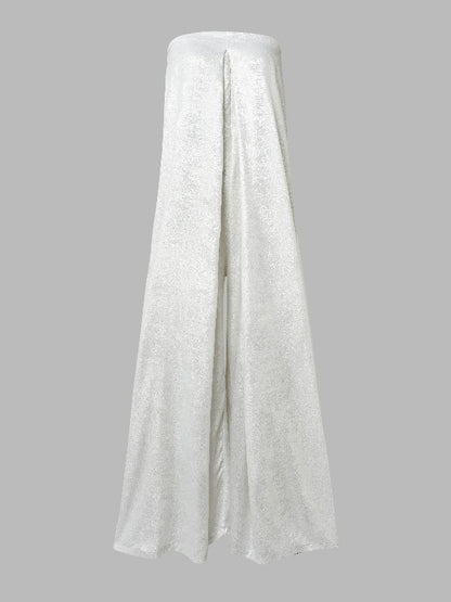Wide Leg Solid Color Strapless Tube Jumpsuits