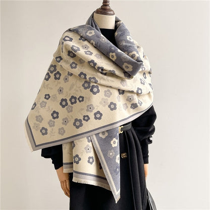Jacquard Fringed Cashmere-Like Scarf