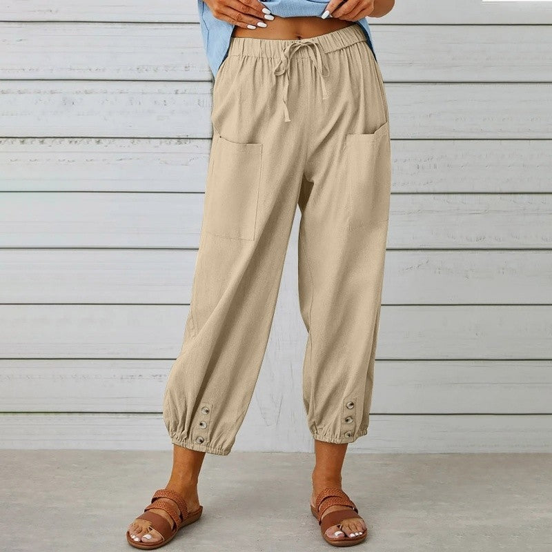 Solid Color High Waist Wide Leg Pants