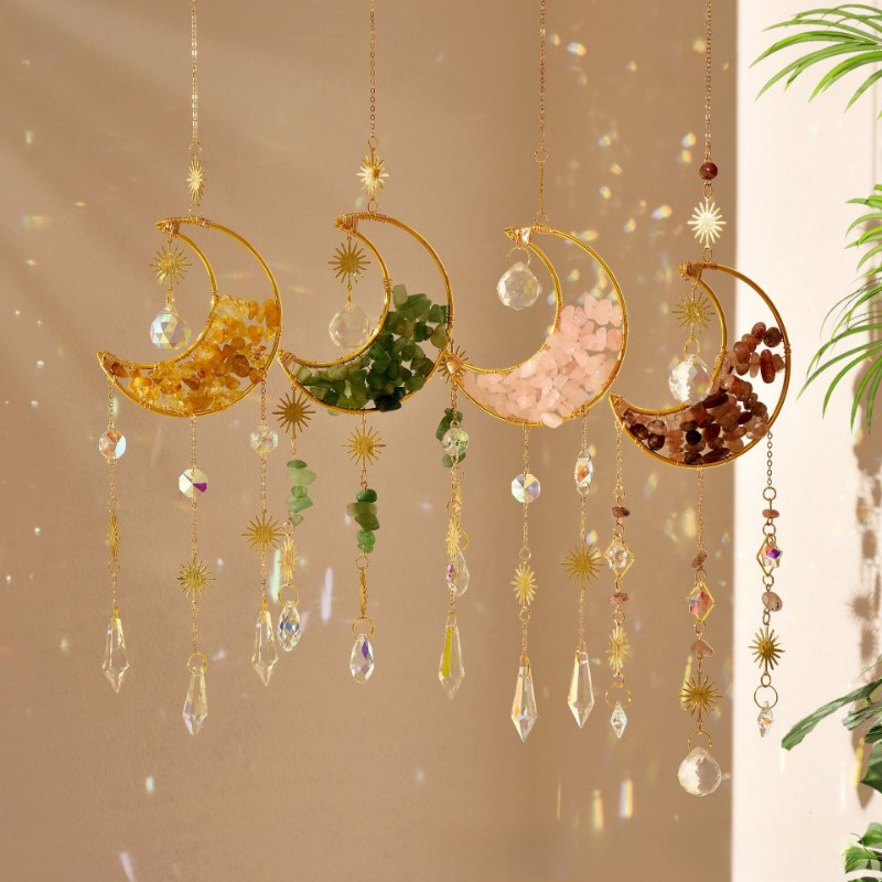 Colorful Stone Moon Crystal Home Hangings