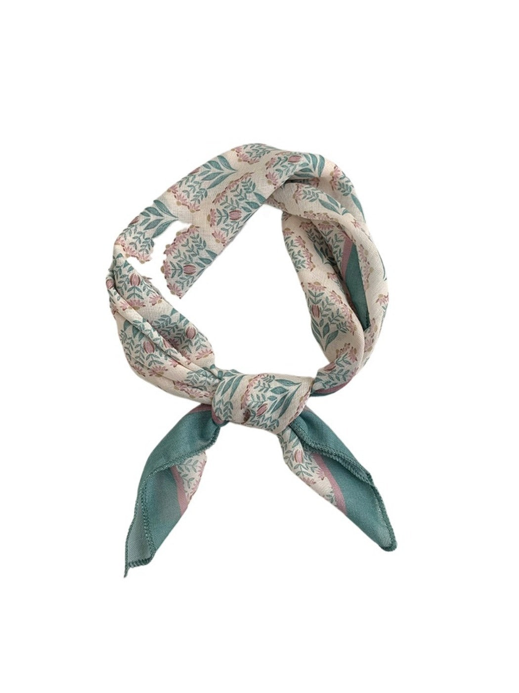 Haila - 20" Floral Print Square Scarf Bandana - Vintage &amp; Classic