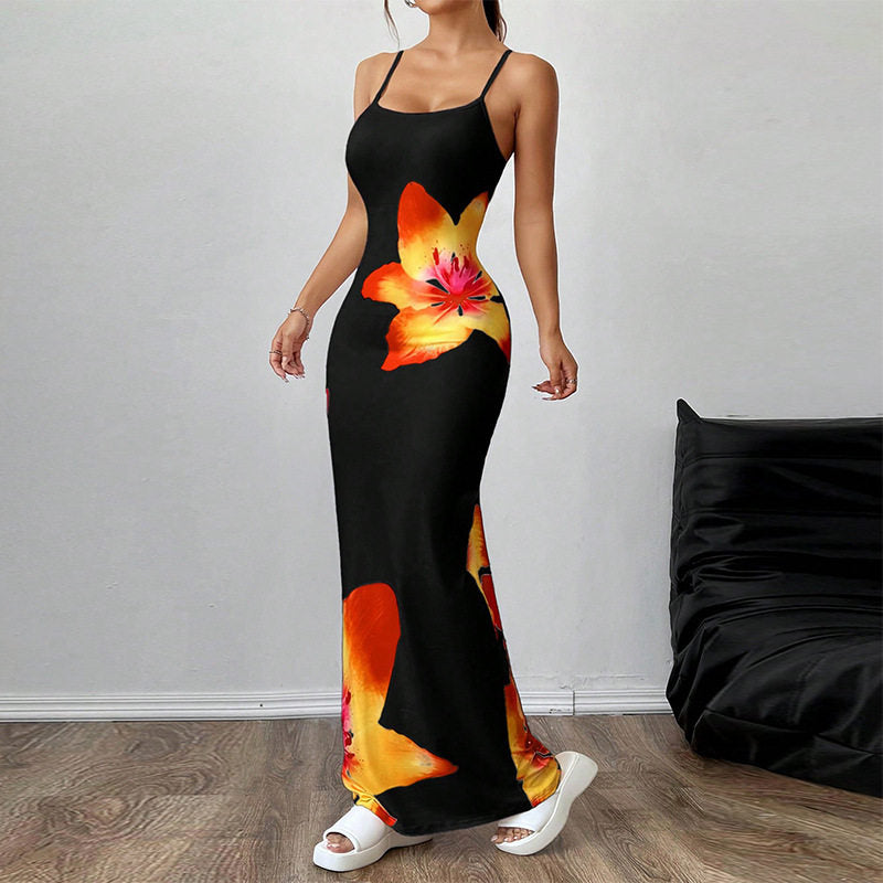 Printed Fitted Midi Dress