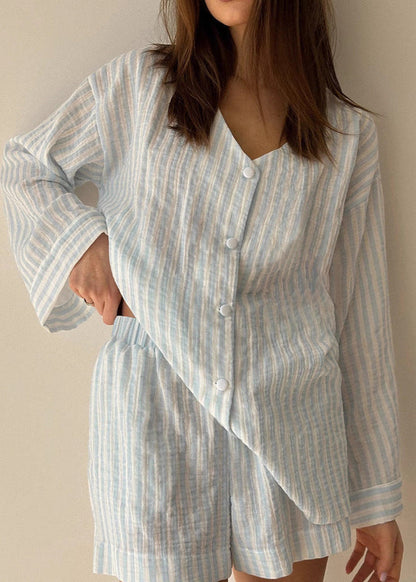 Striped Cotton Lounge Set With Relaxed Fit