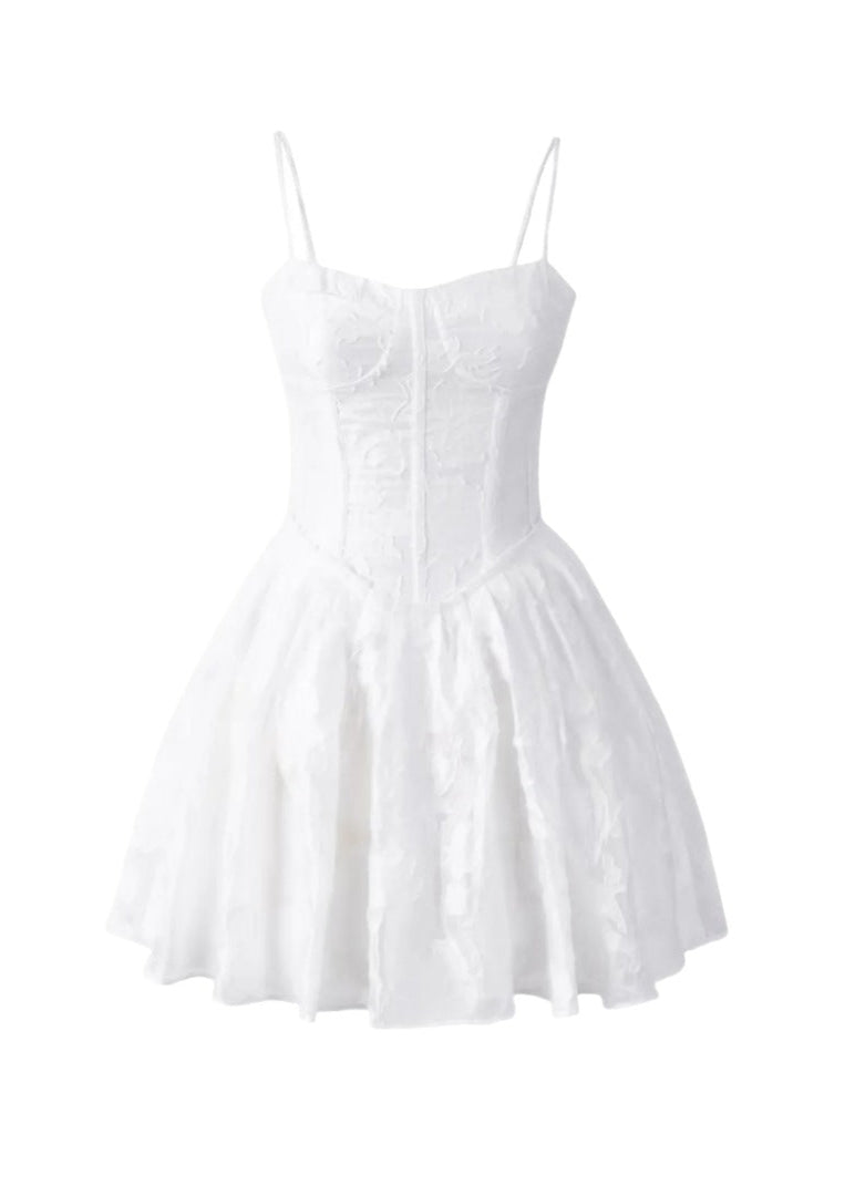 Satin Corset Mini Dress With Floral Jacquard