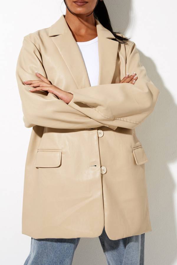 Bershka Oversized Faux Leather Blazer