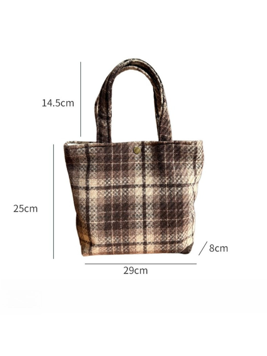 Cosbai - Vintage Canvas Shoulder Bag with Plaid Patterns