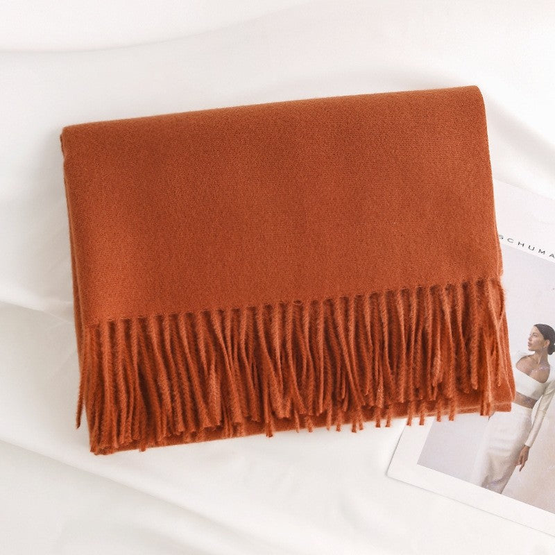 Solid Color Winter Warm Imitation Cashmere Shawl Scarves