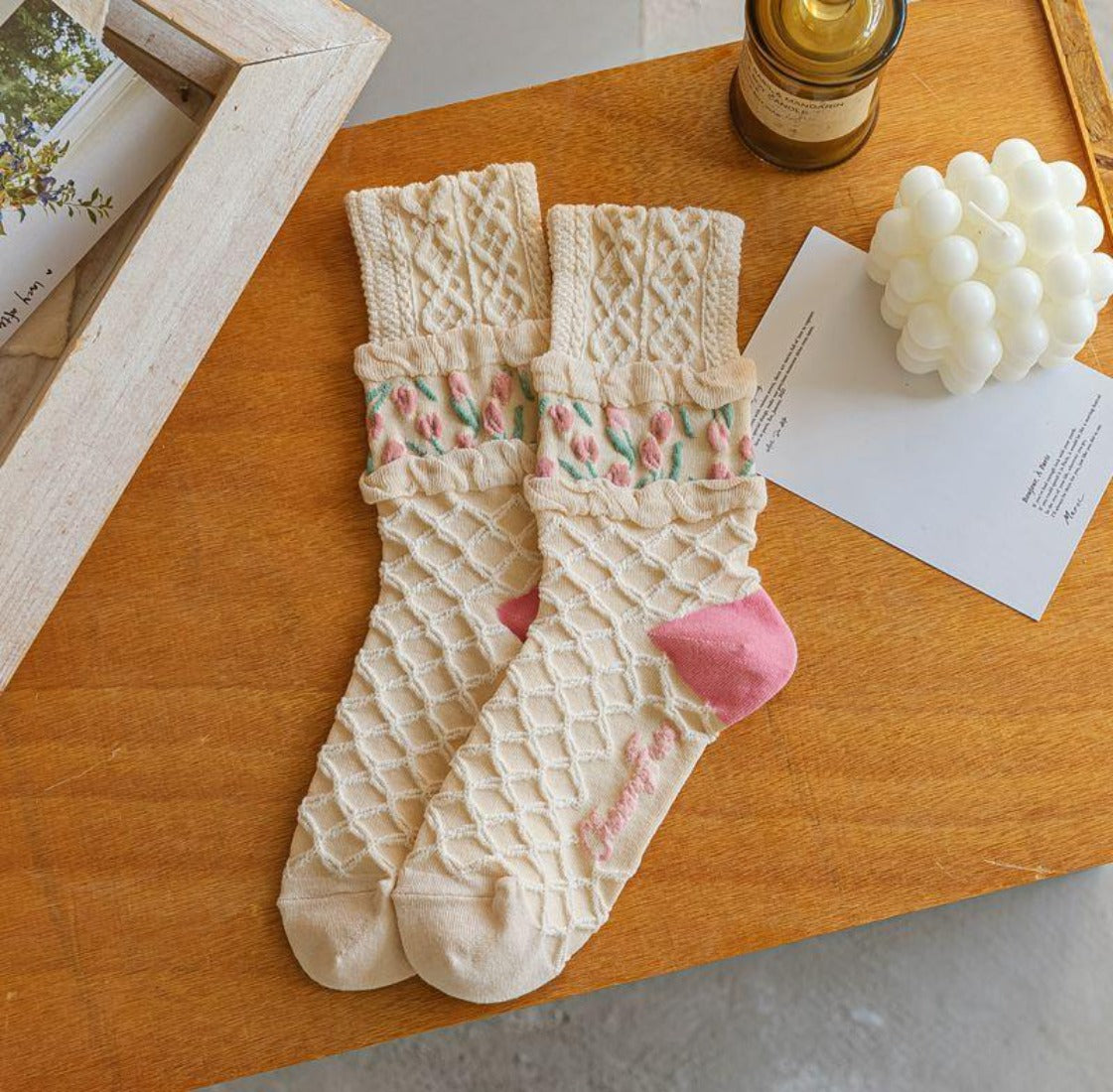 Rufia - Tulip Pattern Crew Socks