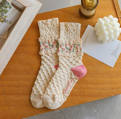 Rufia - Tulip Pattern Crew Socks